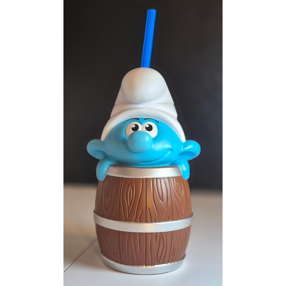 Snapco The Smurfs Blue Smurf in Barrel 2025 Paramount Pictures Novelty Cup Straw